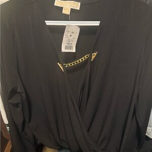 Michael Kors Black Blouse with Gold Accent